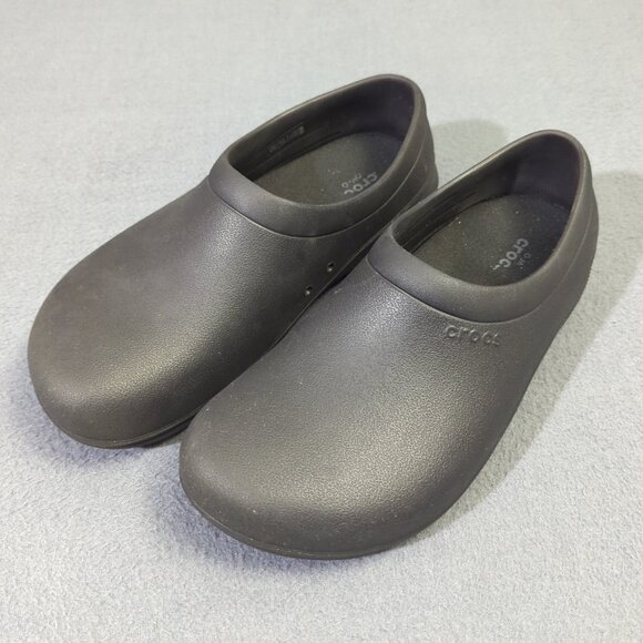 Crocs Shoes Unisex Men's 9 Women's 11 Black On The Clock Work Slip-On - Picture 1 of 10